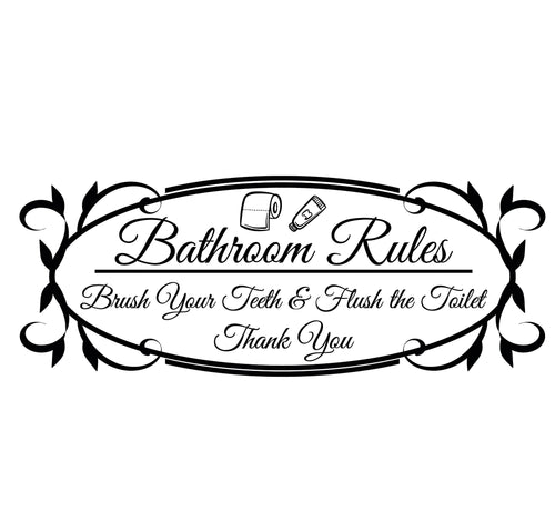 Bathroom Rules Bold Wall Sticker - Vinyl Decal