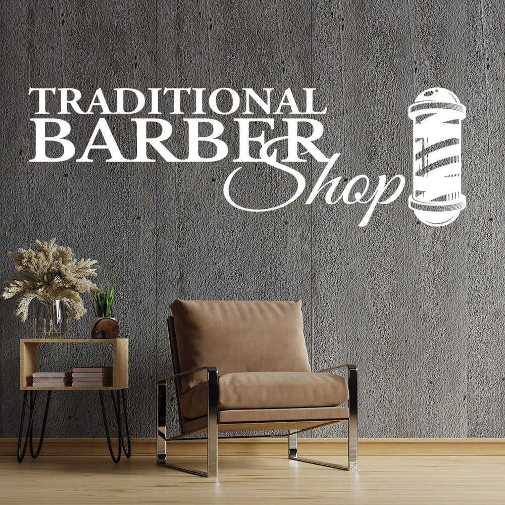 traditional barber shop decal with pole design for