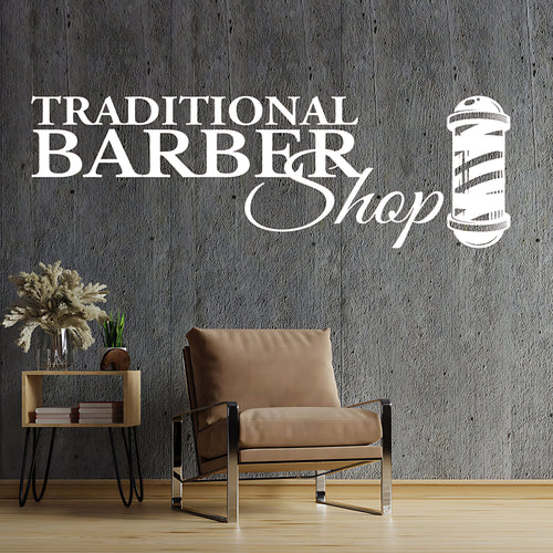 Traditional Barber Pole Wall Sticker & Barbershop Window Decal