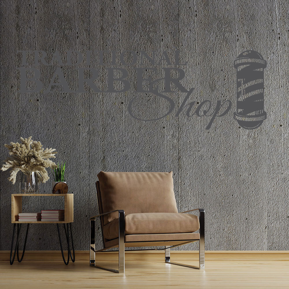 traditional barber shop decal with pole design for