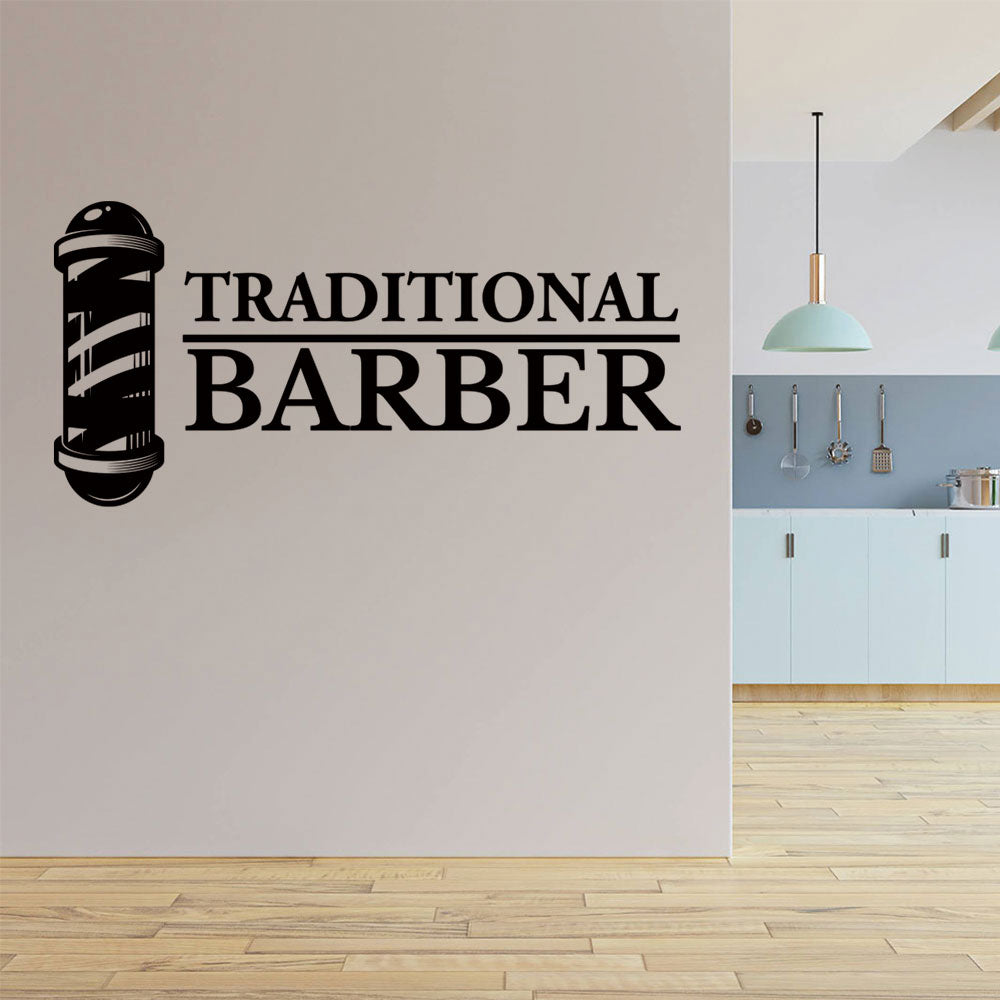 Traditional Barber Shop Wall Sticker with Classic Pole Design