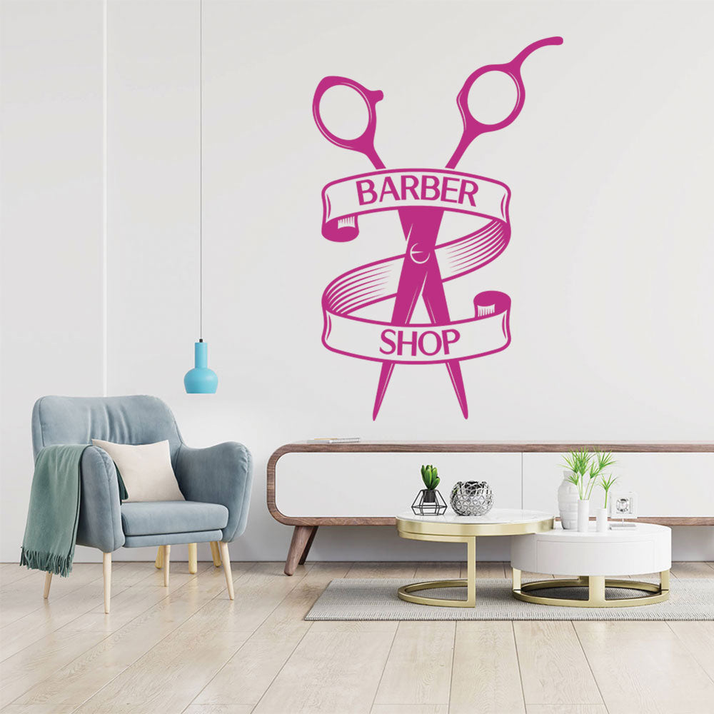 barber shop with vinyl wall sticker