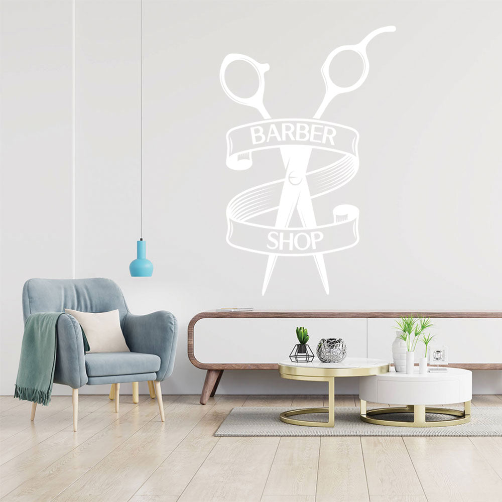 barber shop with vinyl wall sticker