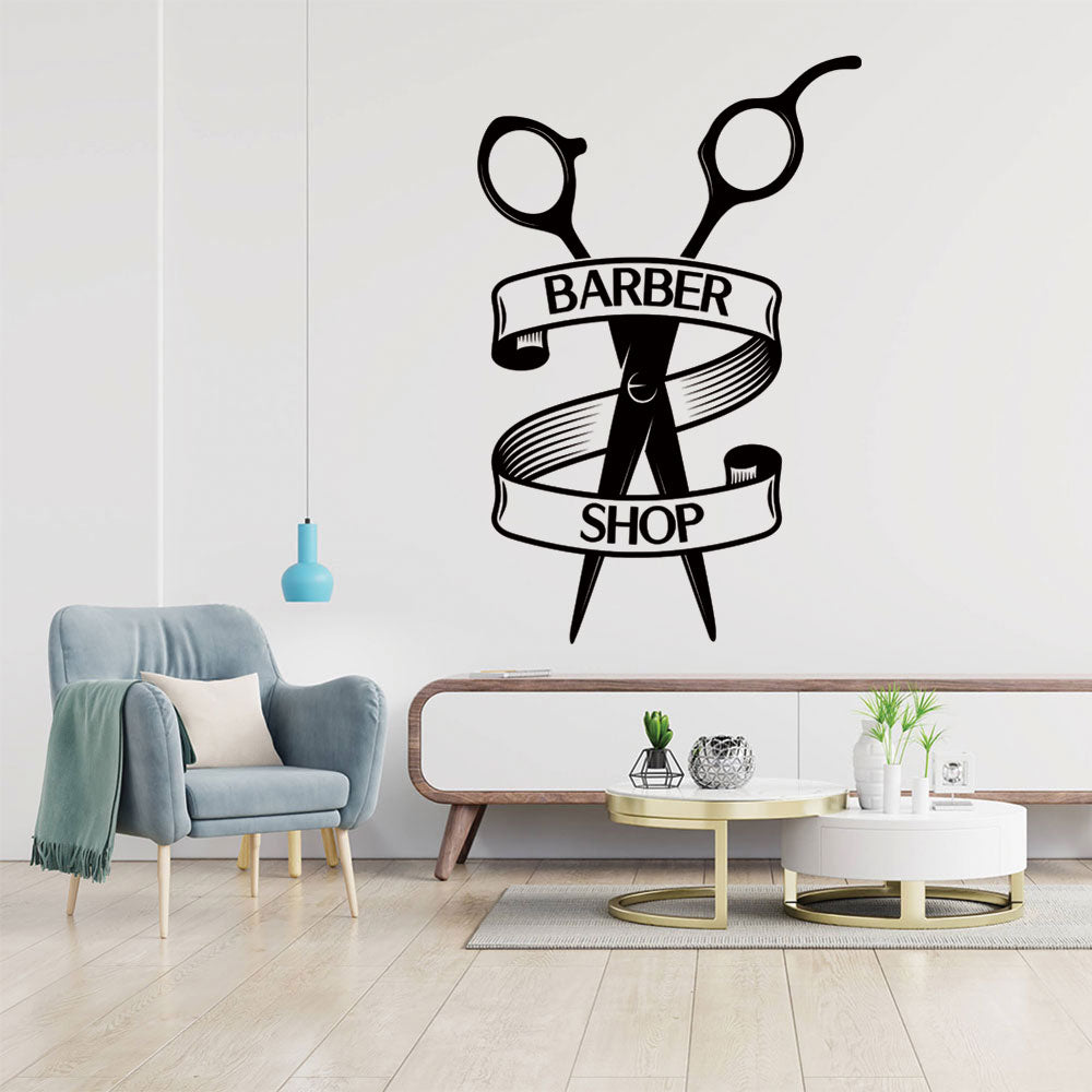 barber shop with vinyl wall sticker