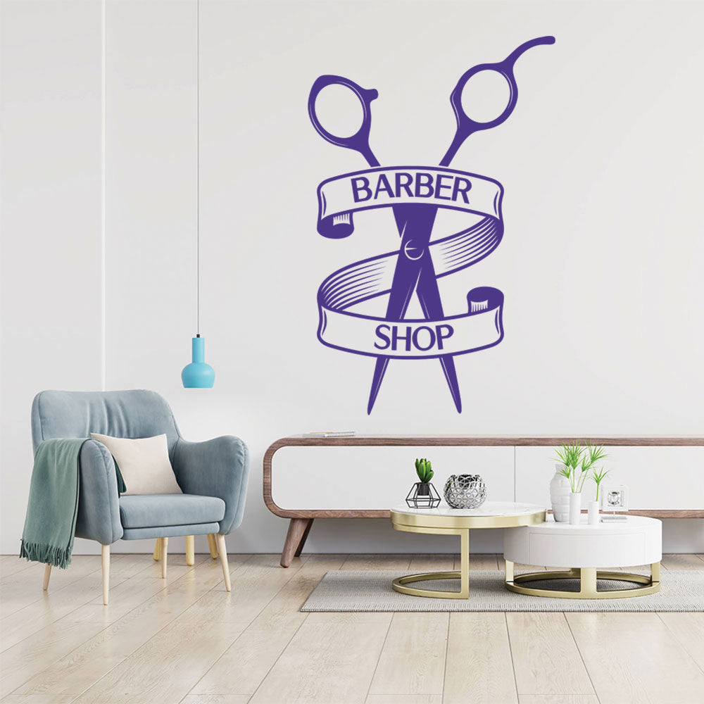 barber shop with vinyl wall sticker