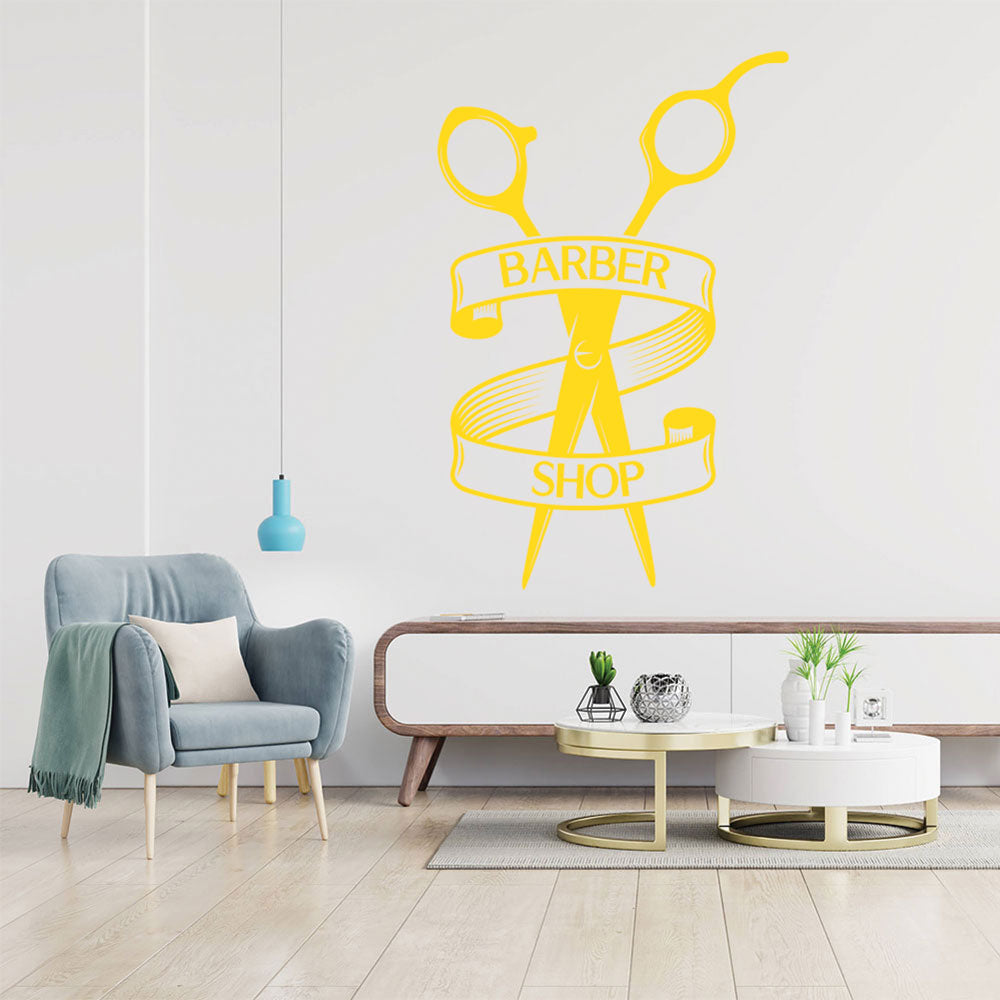 barber shop with vinyl wall sticker