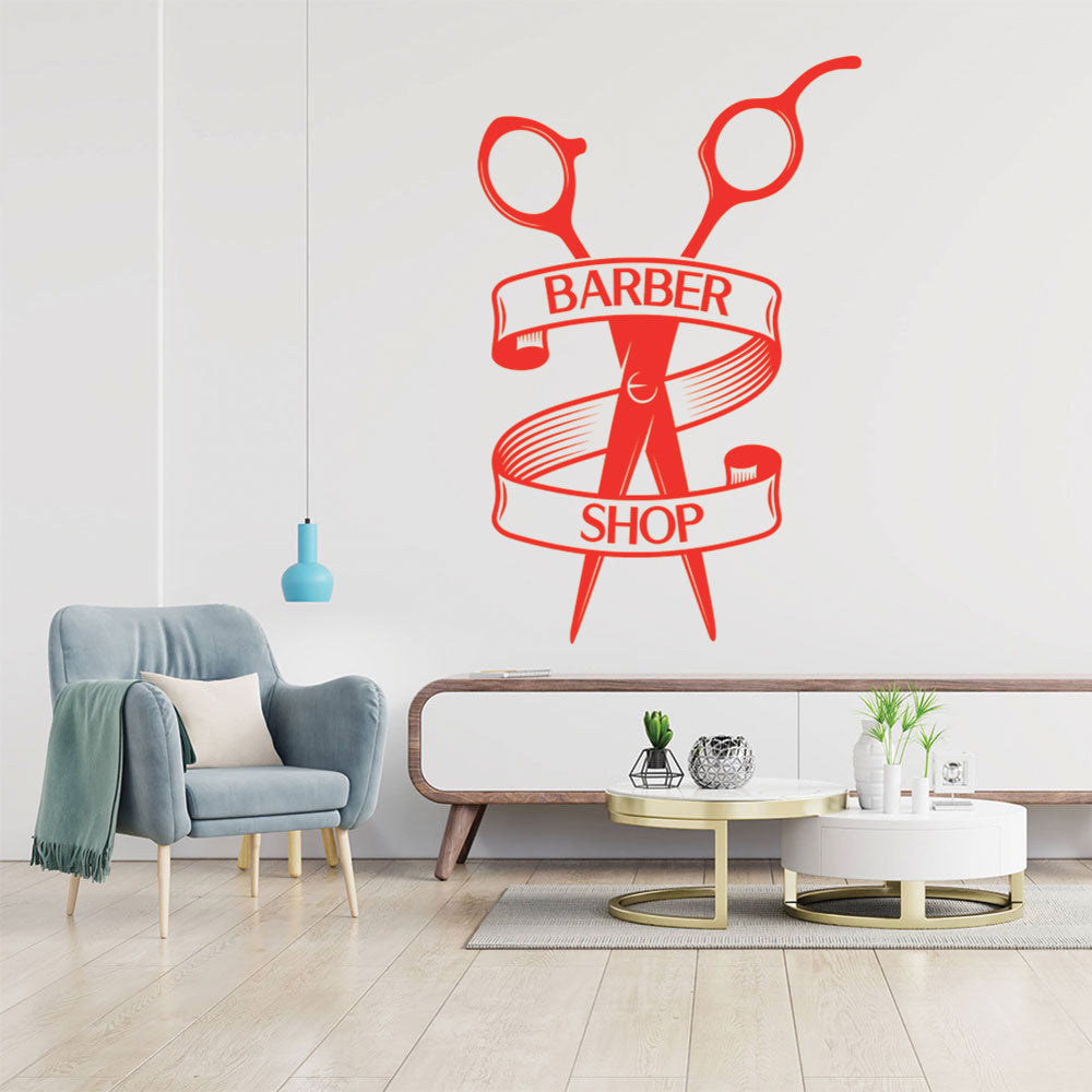 barber shop with vinyl wall sticker