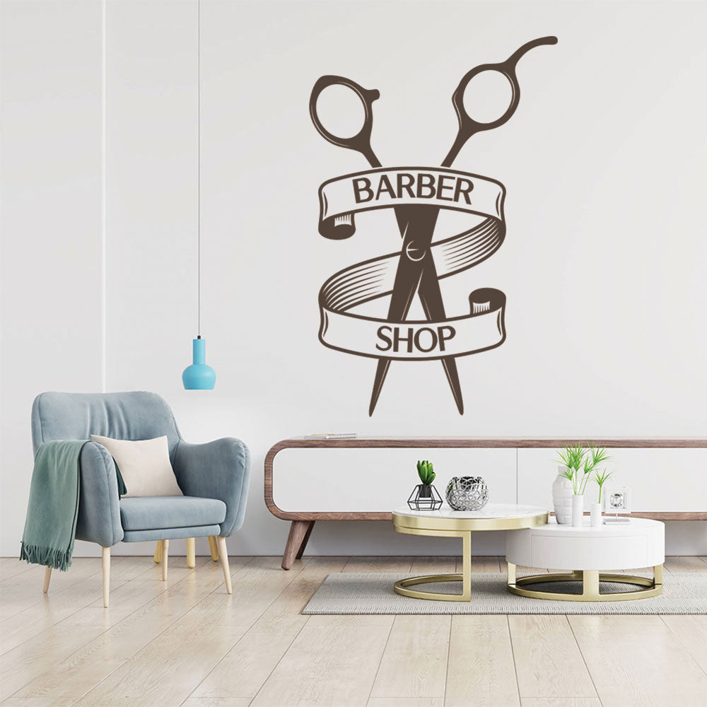 barber shop with vinyl wall sticker