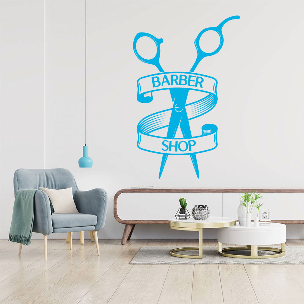 barber shop with vinyl wall sticker