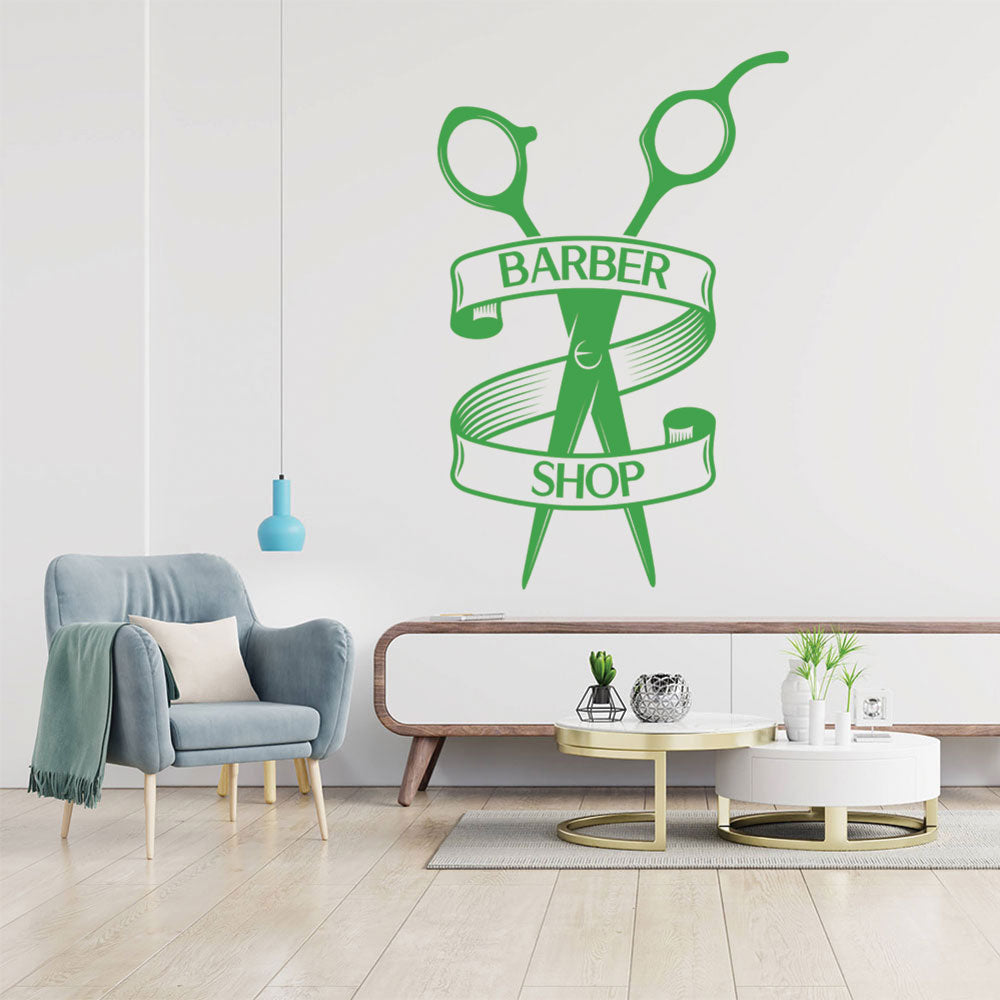 barber shop with vinyl wall sticker