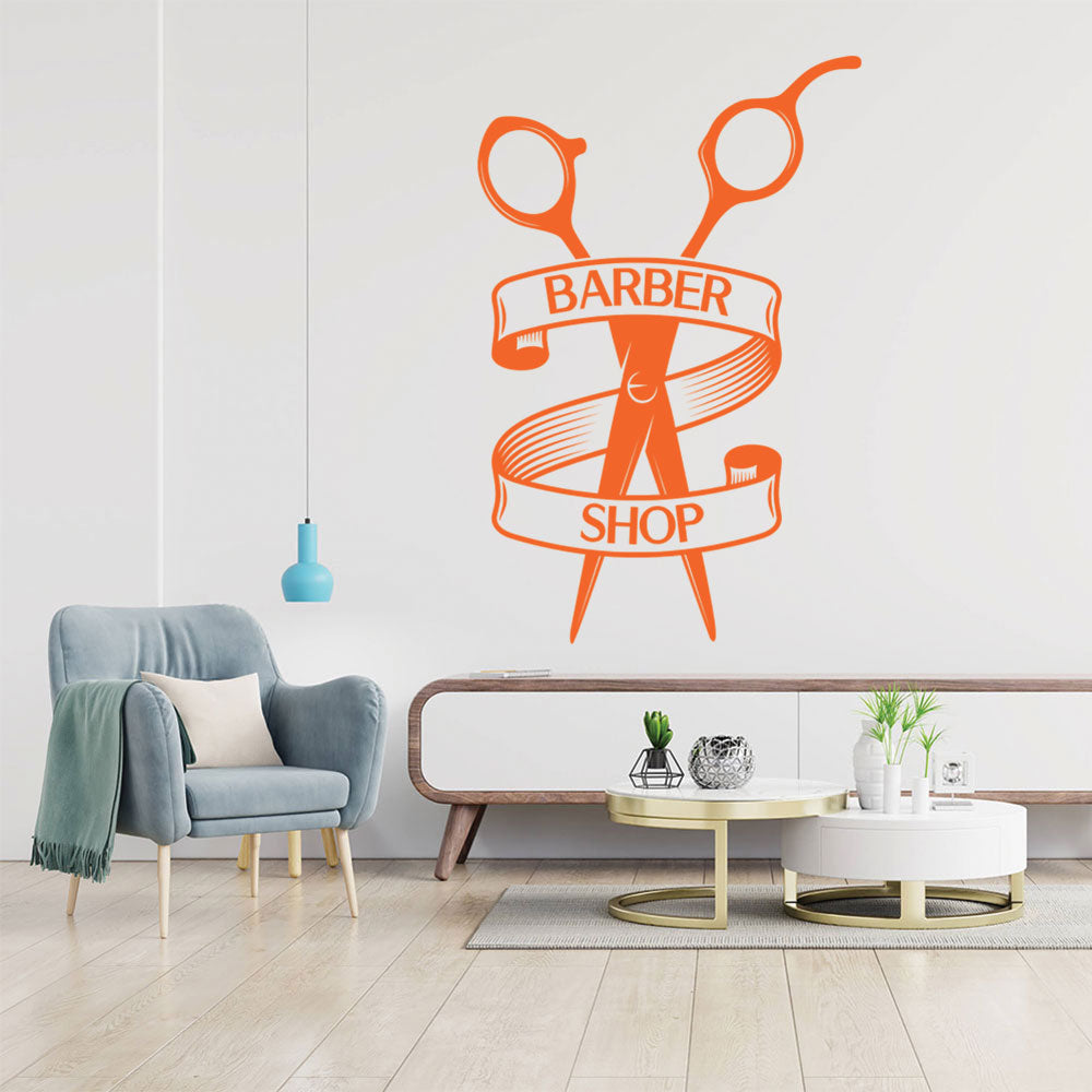 barber shop with vinyl wall sticker