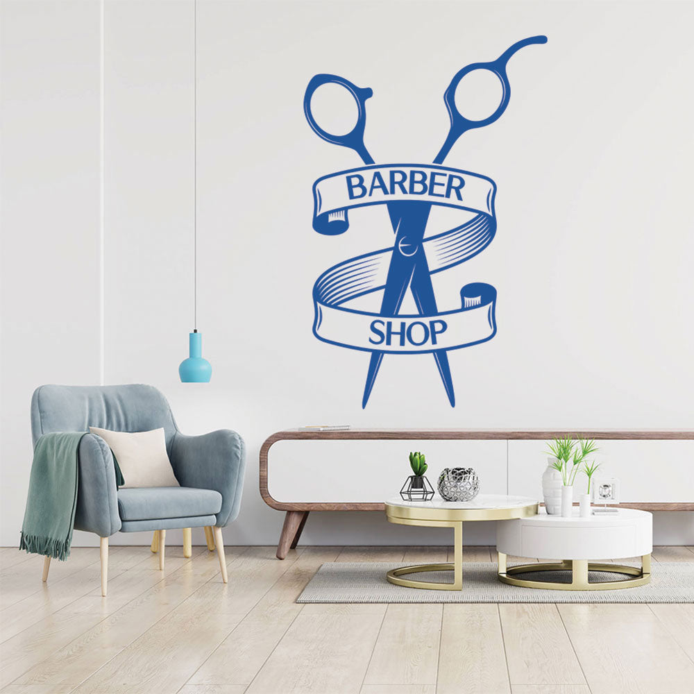 barber shop with vinyl wall sticker