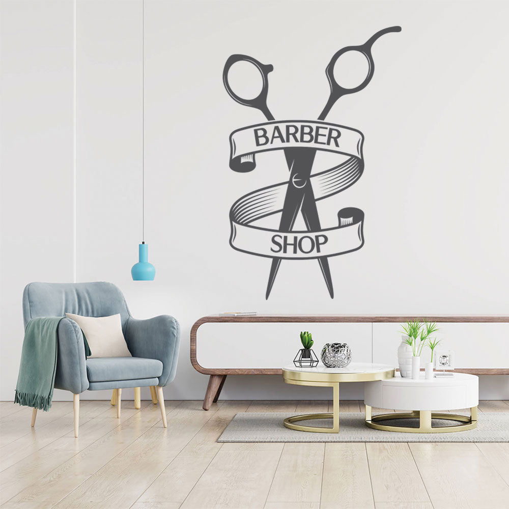 barber shop with vinyl wall sticker
