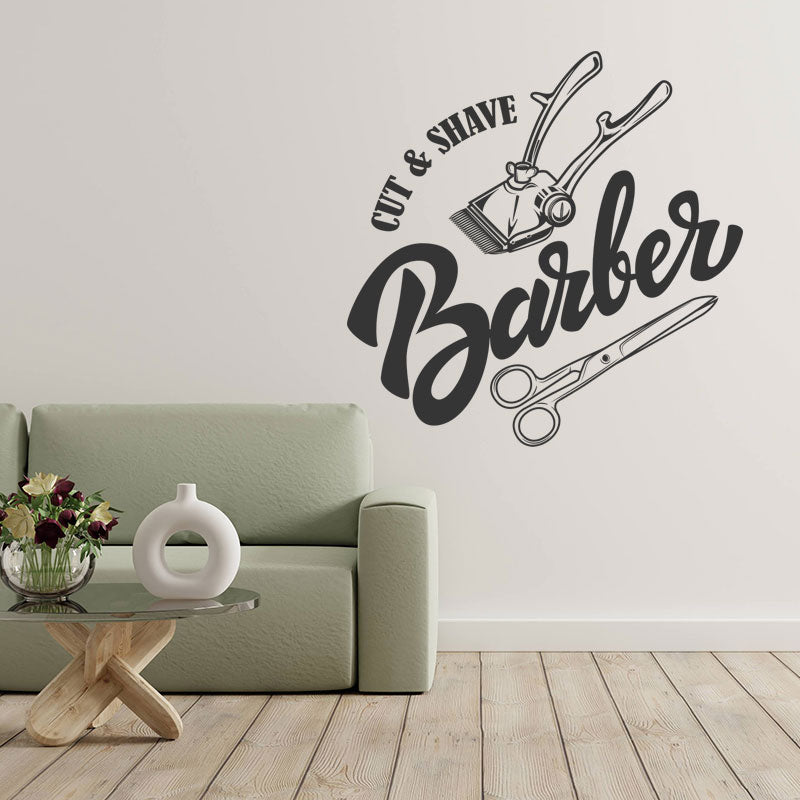 Hipster Barber Shop Wall Sticker with Beard Graphic and Inspirational Quote