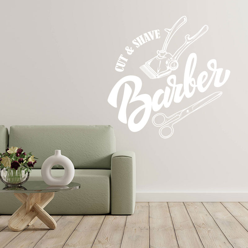 hipster barber shop wall sticker