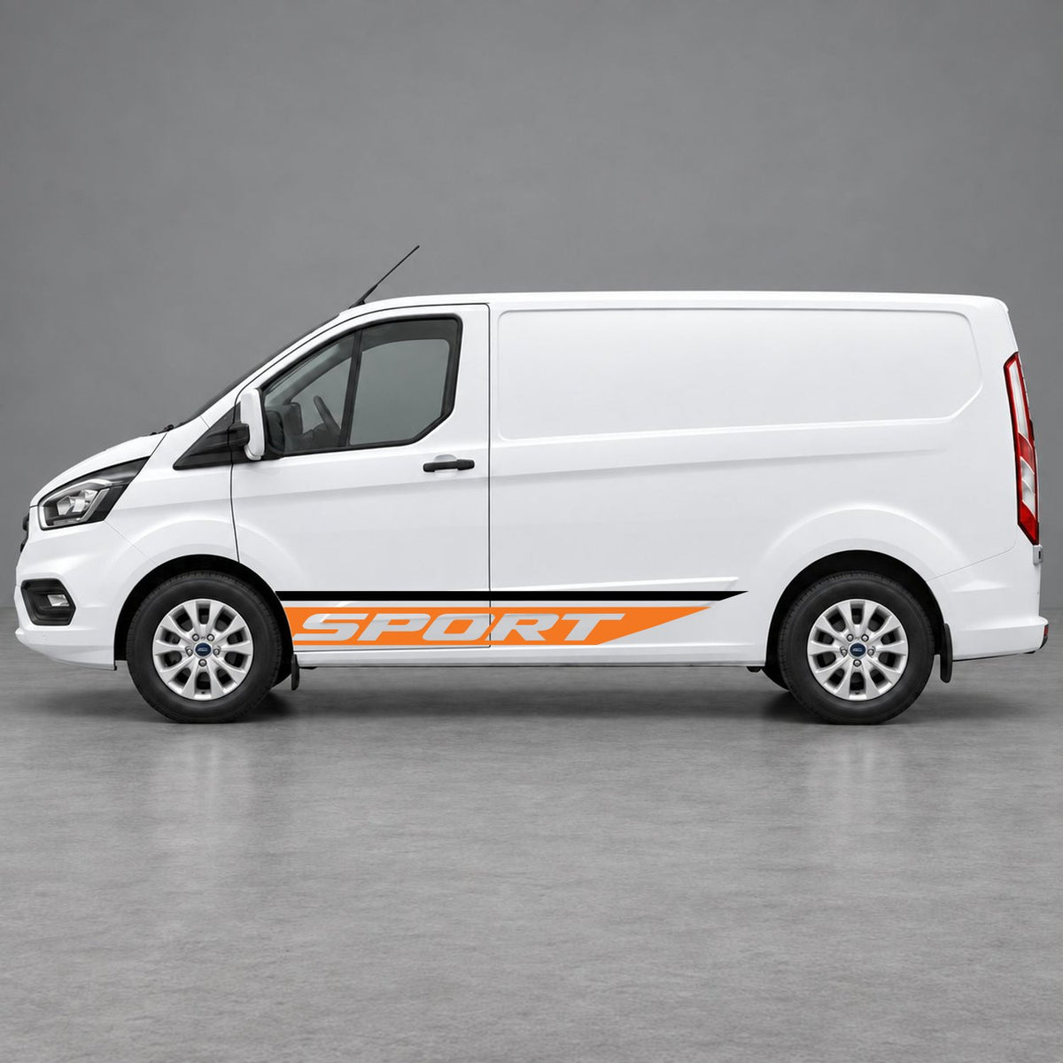 Ford Transit Custom Sport Swoosh Lower Side Stripes in Black & Orange