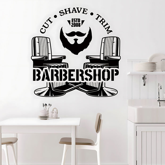 Beard Graphic Wall Decal - Barber Shop Vinyl Sticker