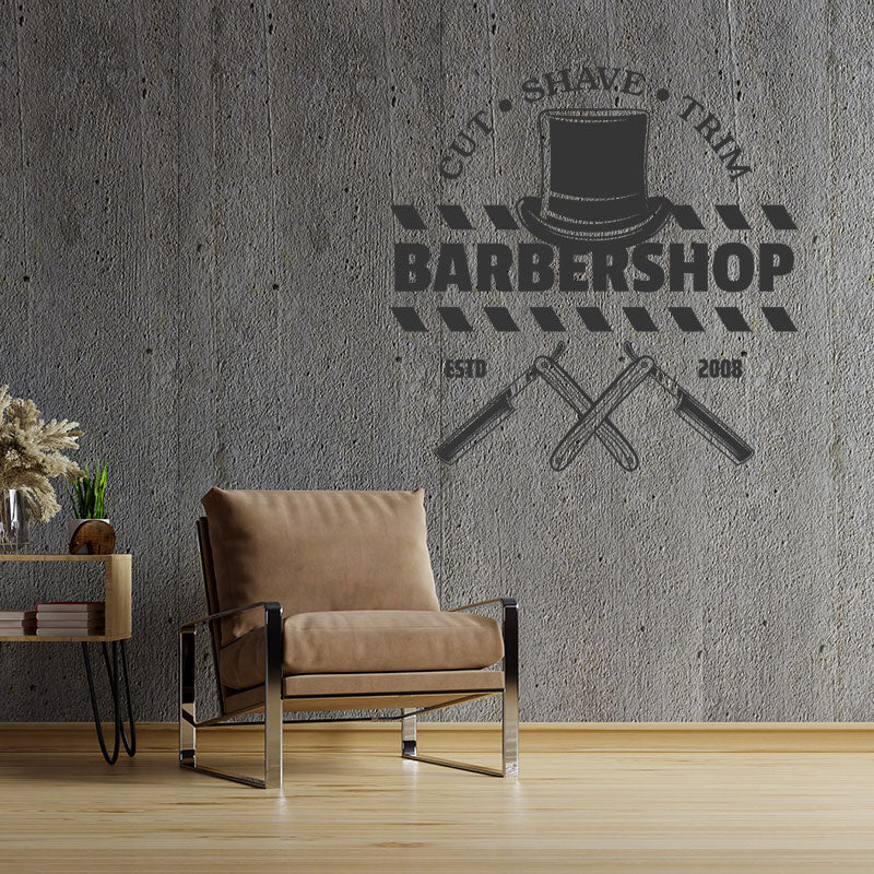 Hipster Beard Art Wall Sticker with Motivational Quote for Barber Shops