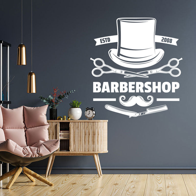 Unique Barber Shop Wall Sticker with Beard Design and Uplifting Quote