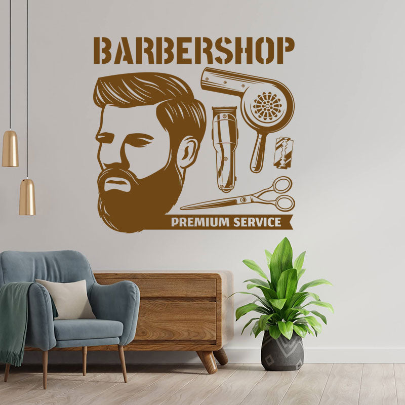 stylish beard graphic wall sticker