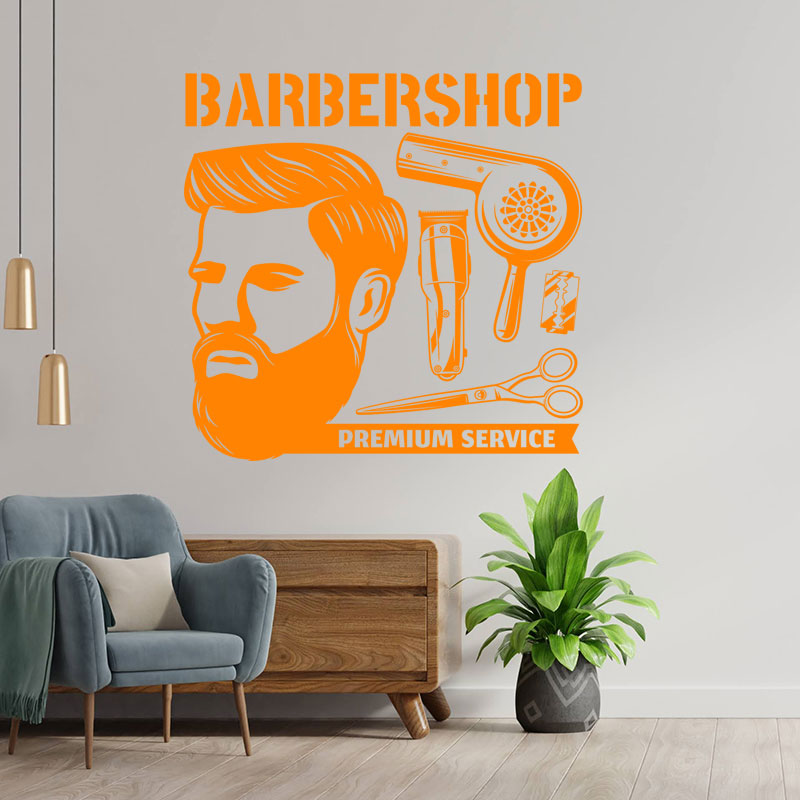 stylish beard graphic wall sticker