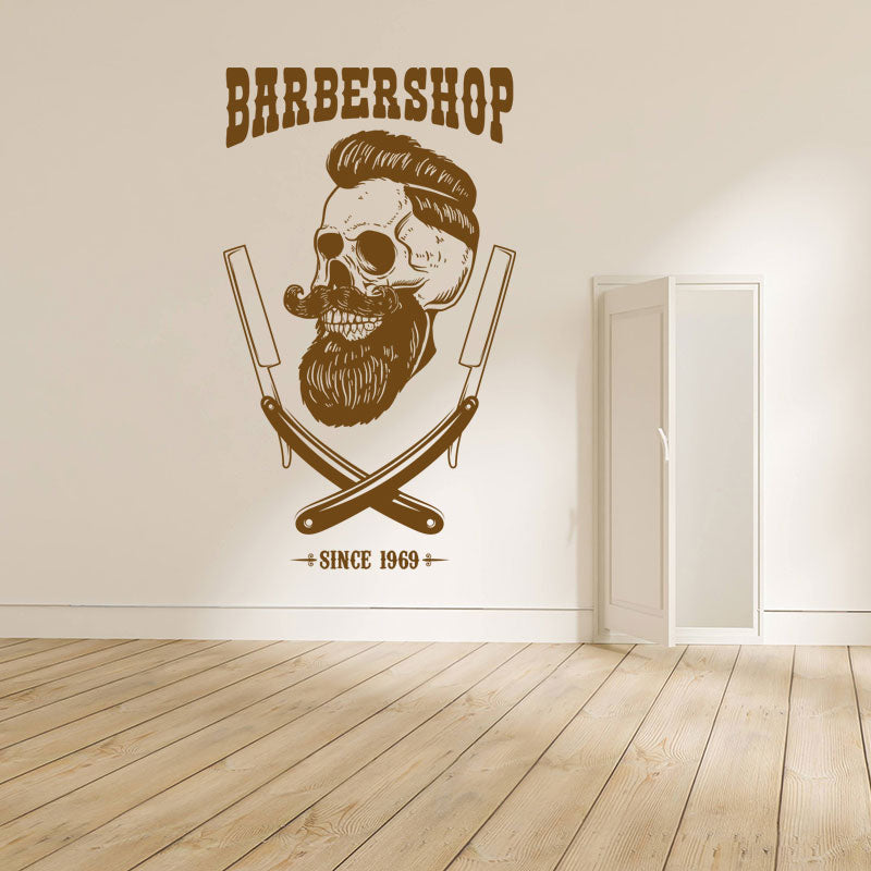 stylish barber shop wall sticker