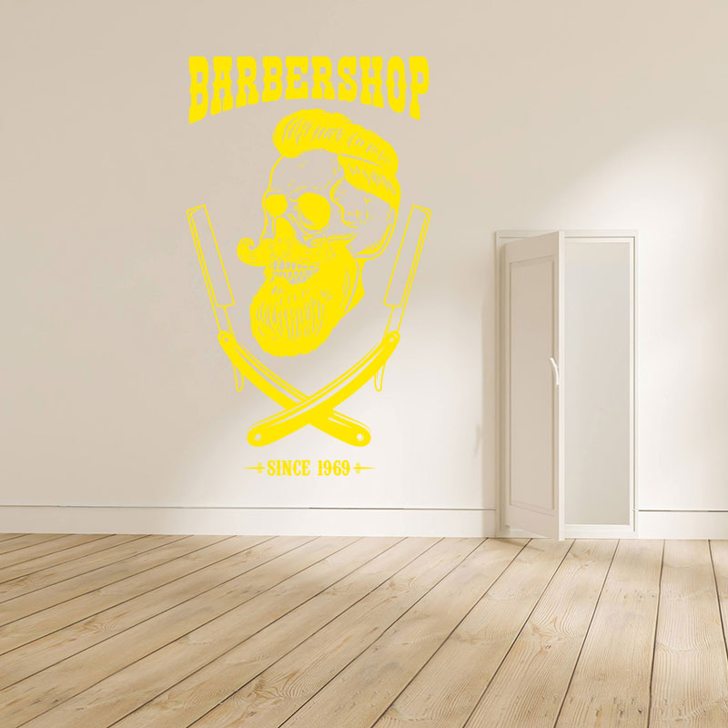 stylish barber shop wall sticker