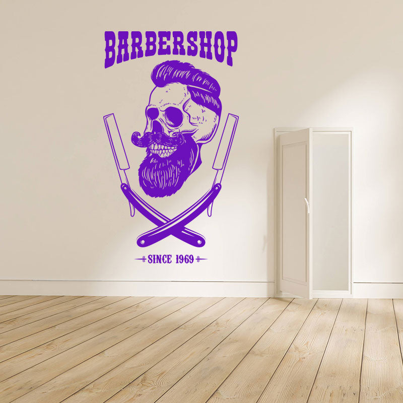 stylish barber shop wall sticker