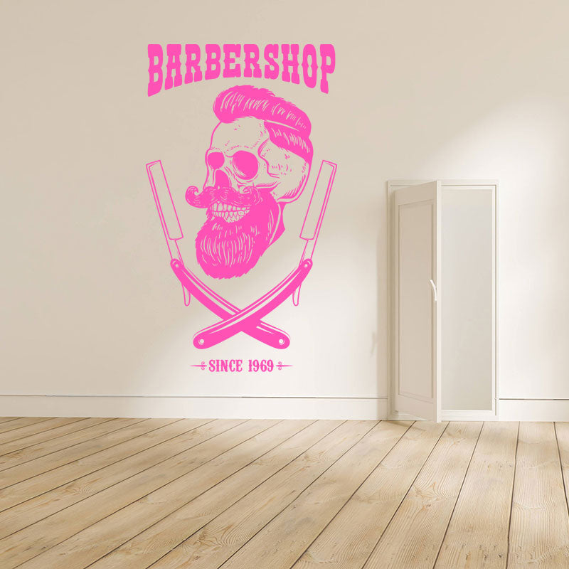 stylish barber shop wall sticker