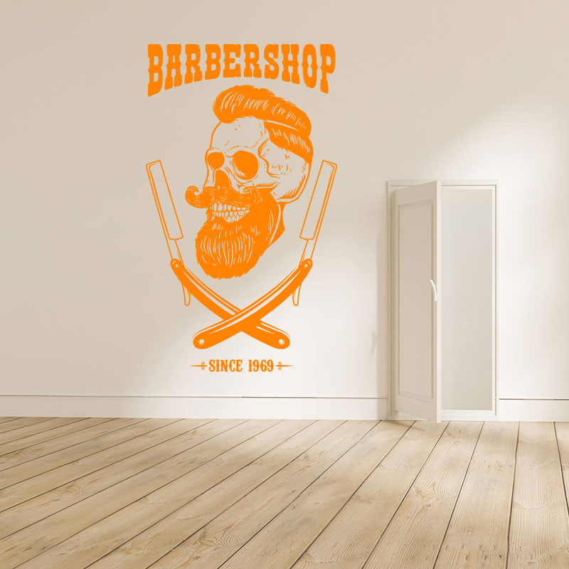 stylish barber shop wall sticker