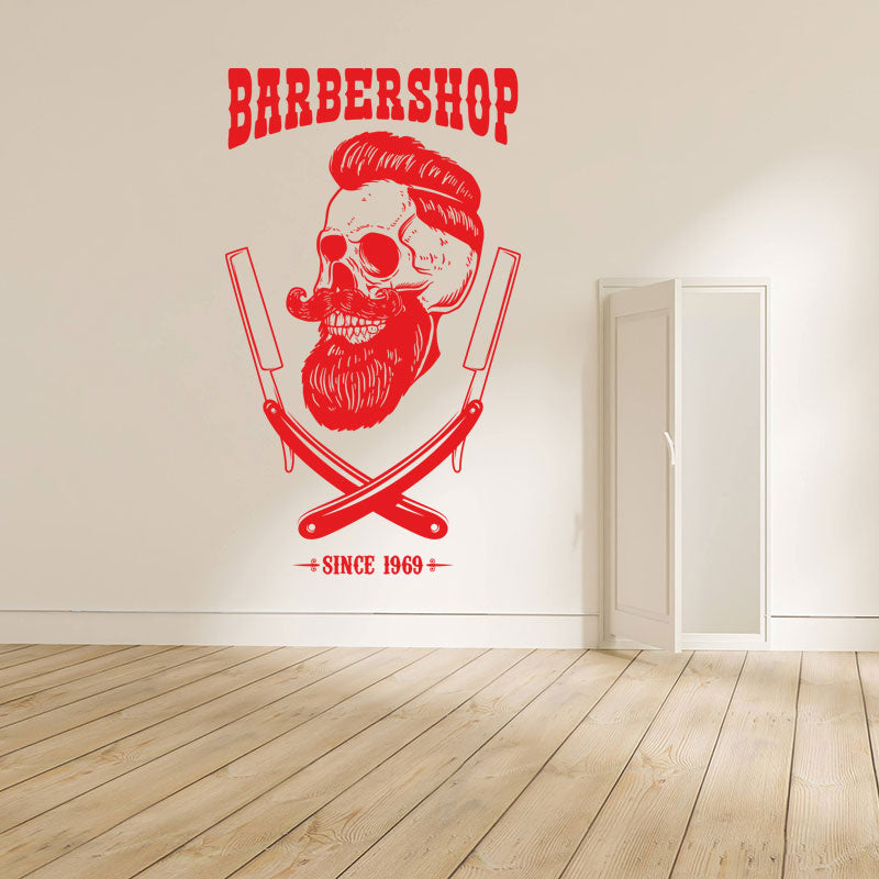 stylish barber shop wall sticker
