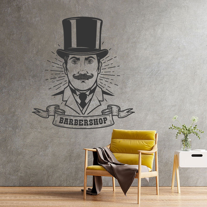 Hipster Beard Wall Sticker for Barber Shop with Quote for Inspiration