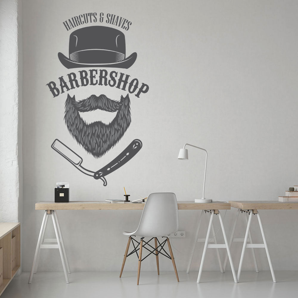 unique barber shop wall sticker