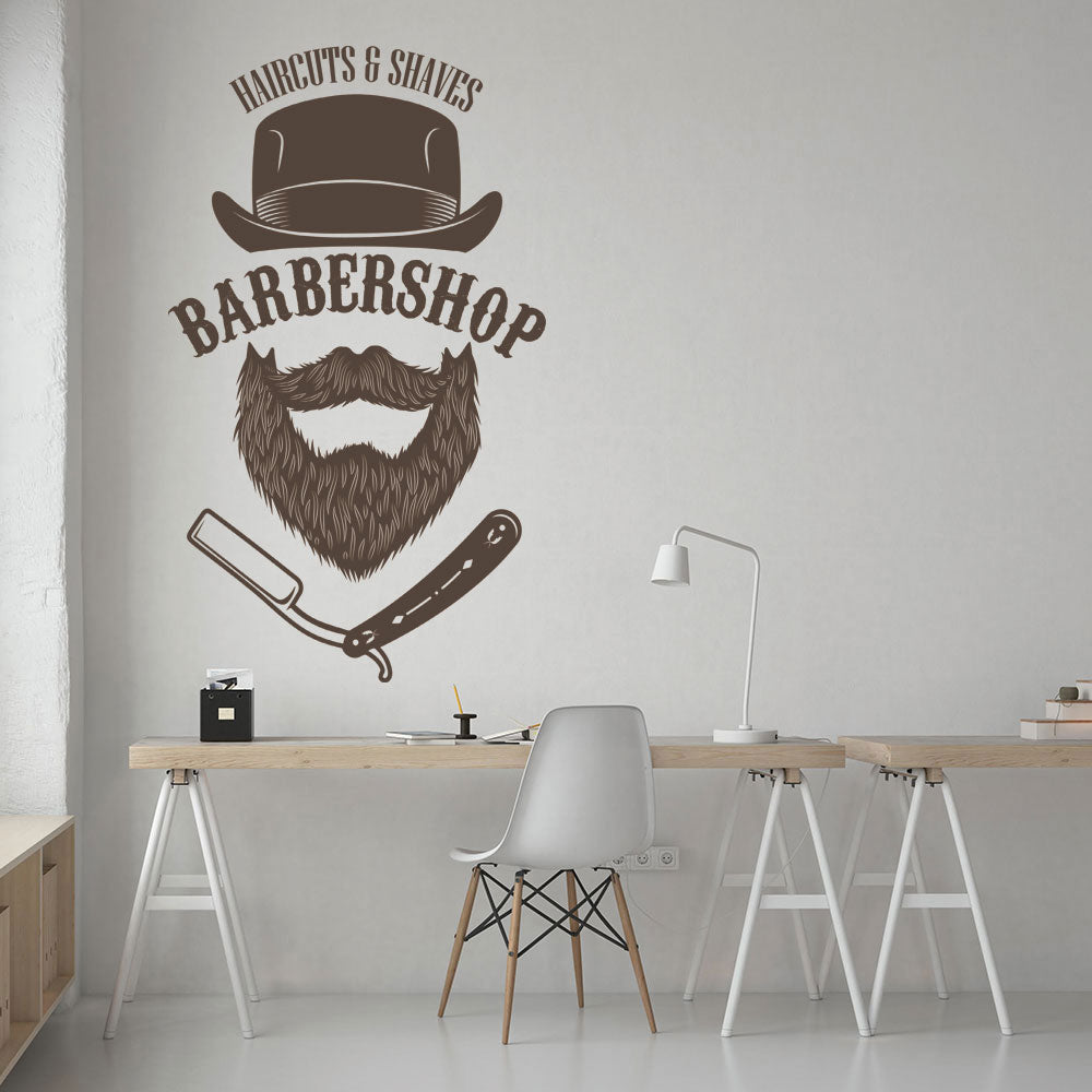 unique barber shop wall sticker