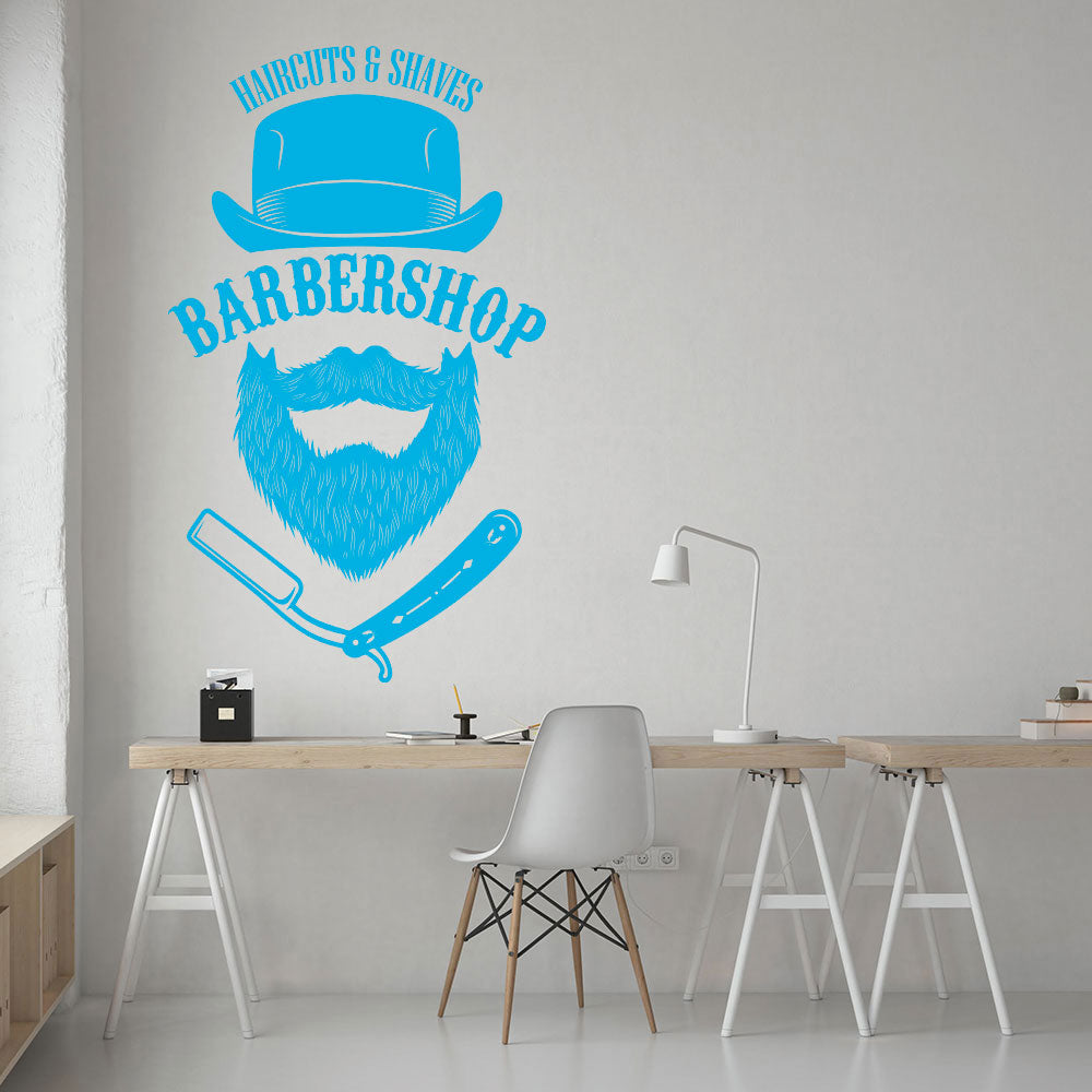 unique barber shop wall sticker