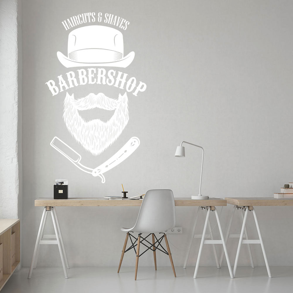 unique barber shop wall sticker