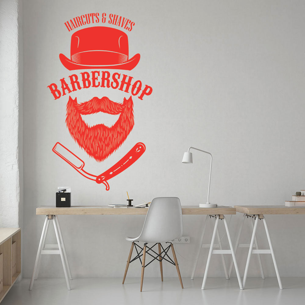 unique barber shop wall sticker