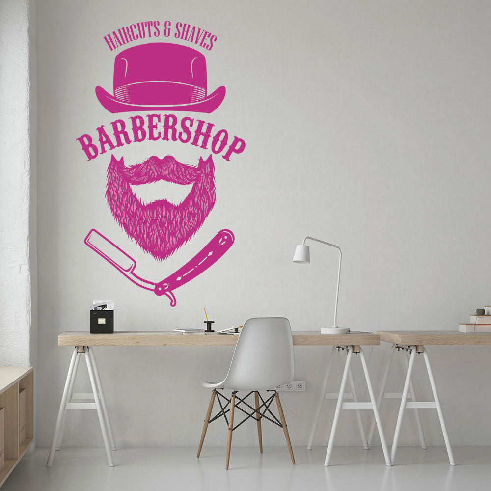 unique barber shop wall sticker