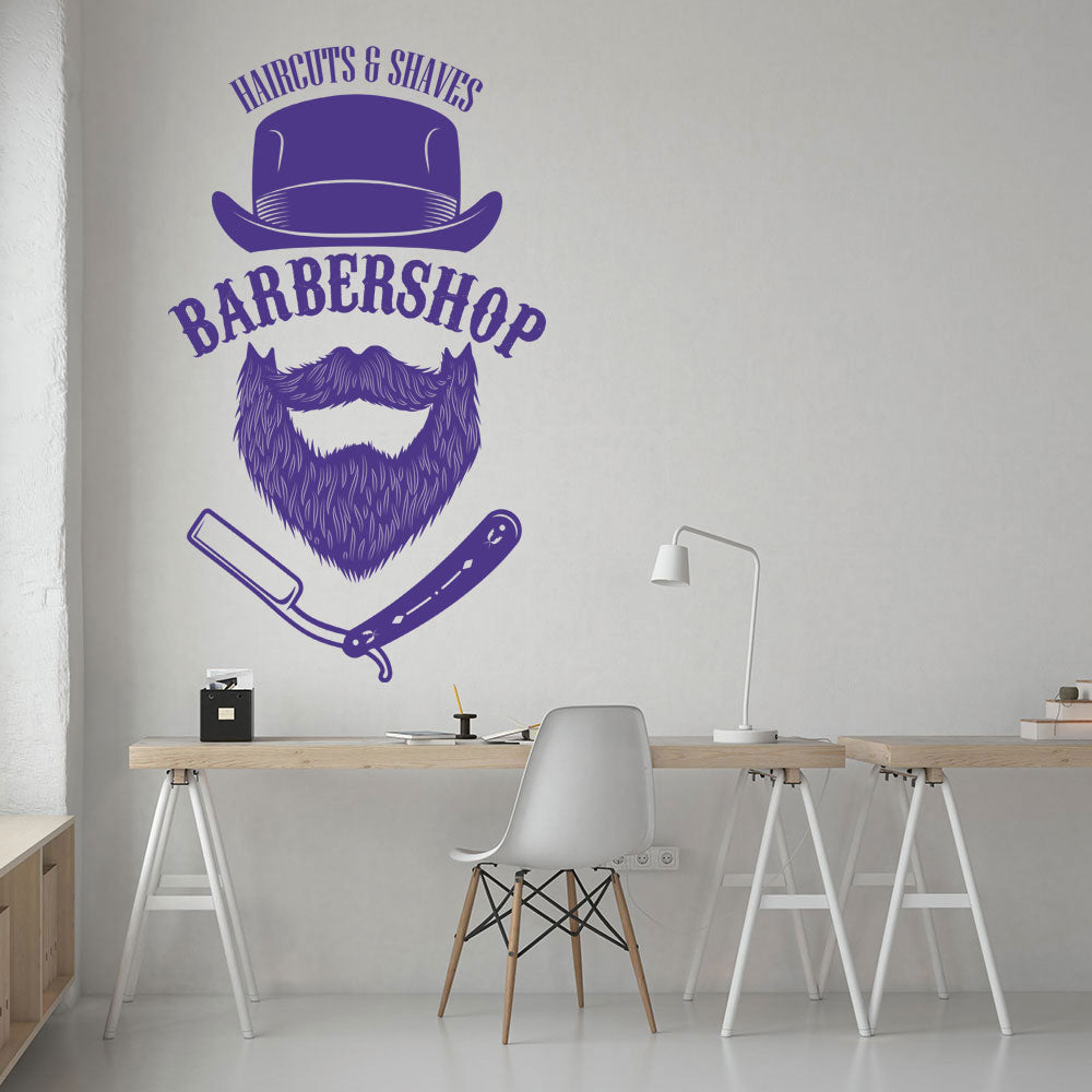 unique barber shop wall sticker