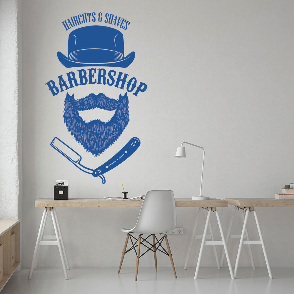 unique barber shop wall sticker