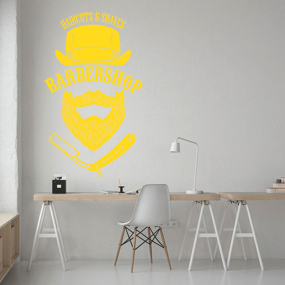 unique barber shop wall sticker