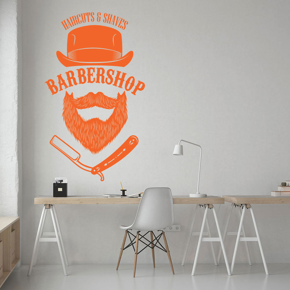 unique barber shop wall sticker