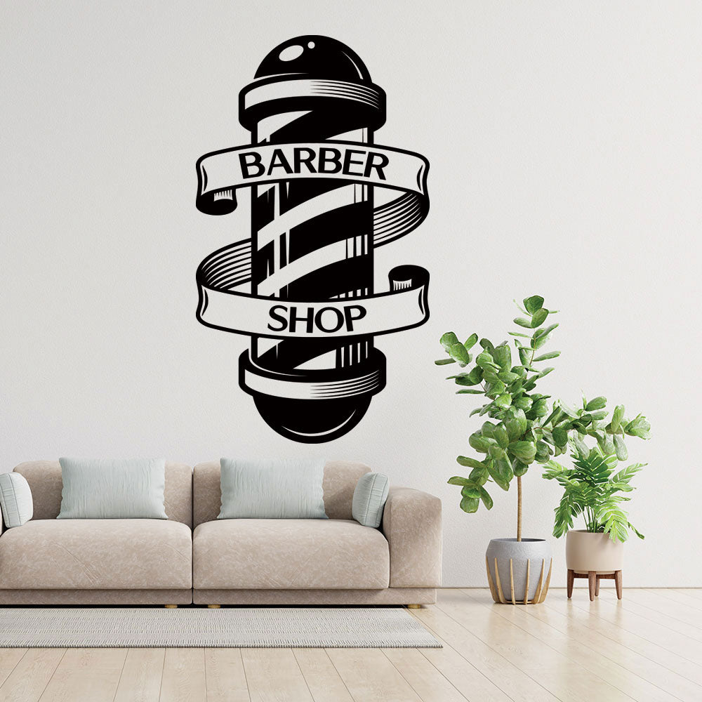 barber shop wall art with wall sticker