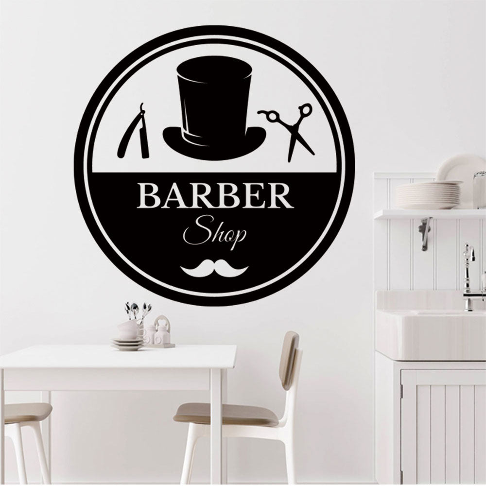 Barber Shop Wall Sticker Featuring Scissors and Comb Graphic for Stylish Decor