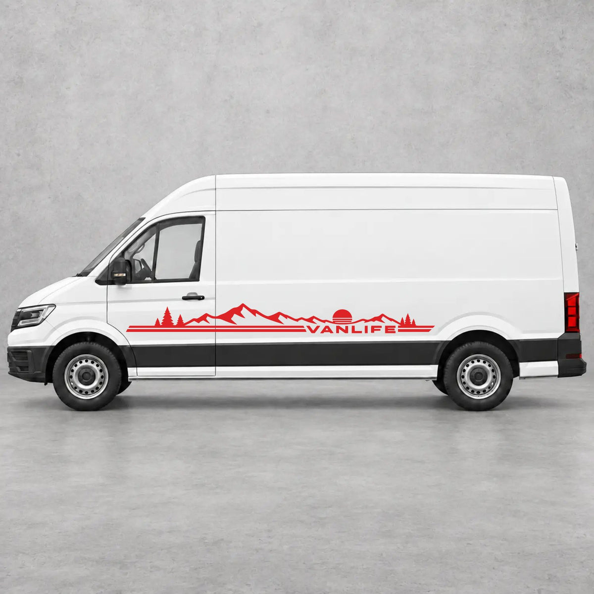 VW Crafter Vanlife Mountain Side Stripes in Red