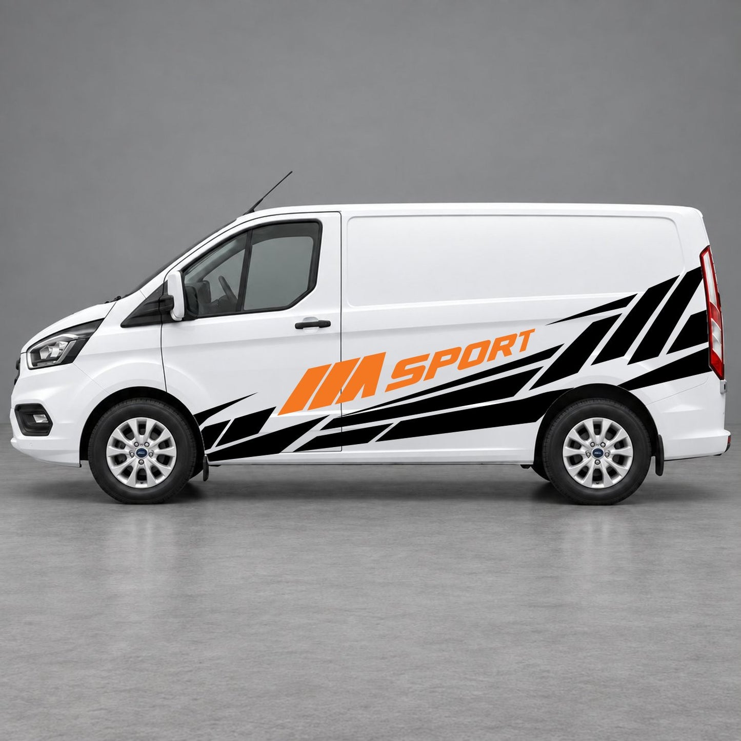 Ford Transit Custom M Sport Racing Side Graphics in Black & Orange