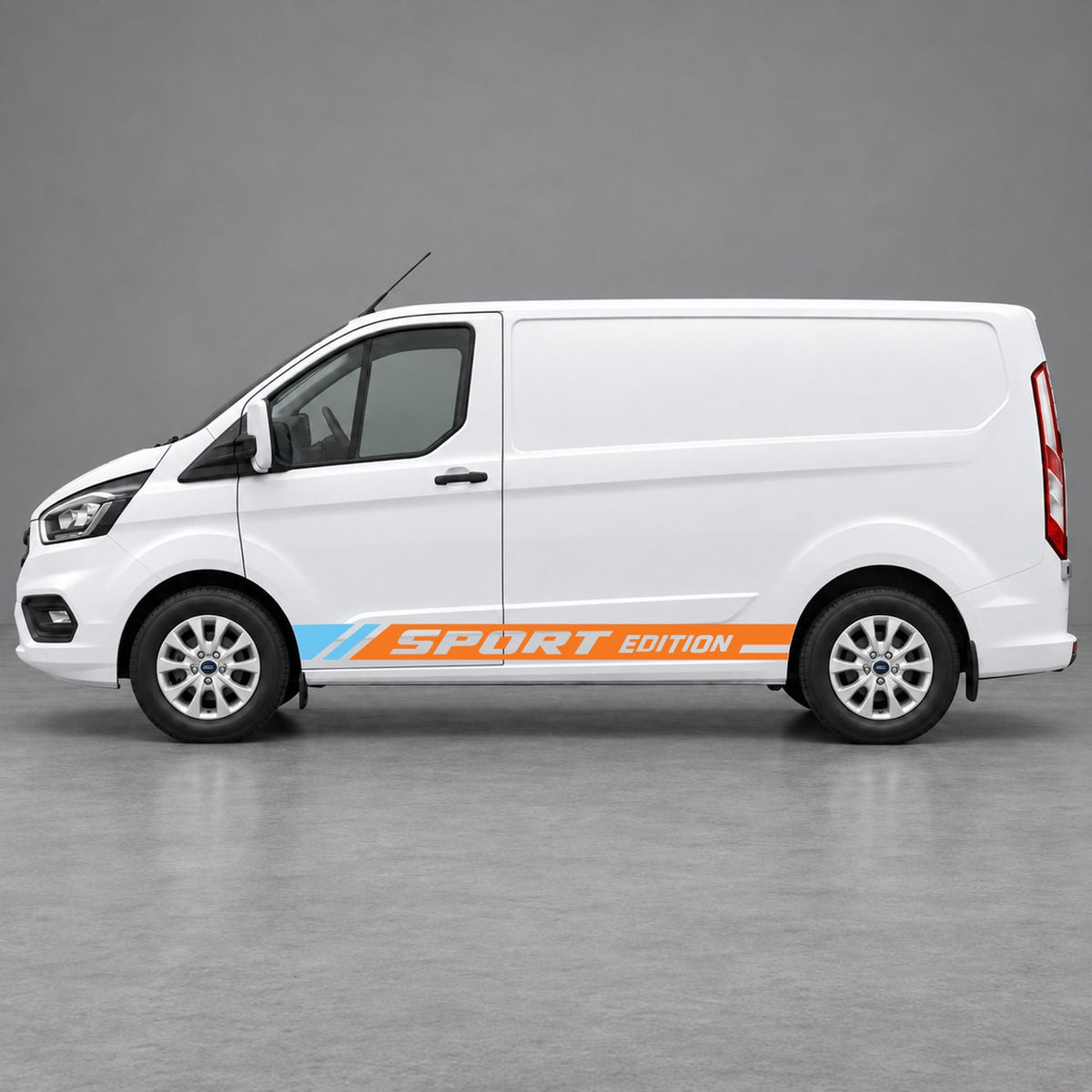 Ford Transit Custom Sport Edition Lower Side Graphics in Orange & Light Blue
