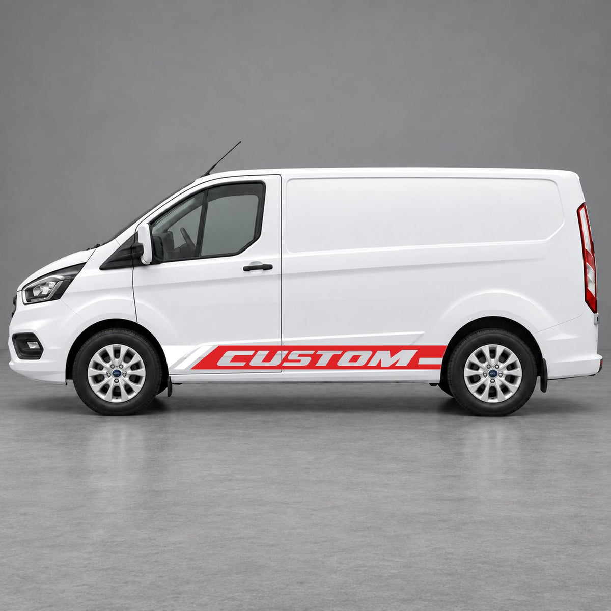Ford Transit Custom Custom Lower Side Stripes in Red & White