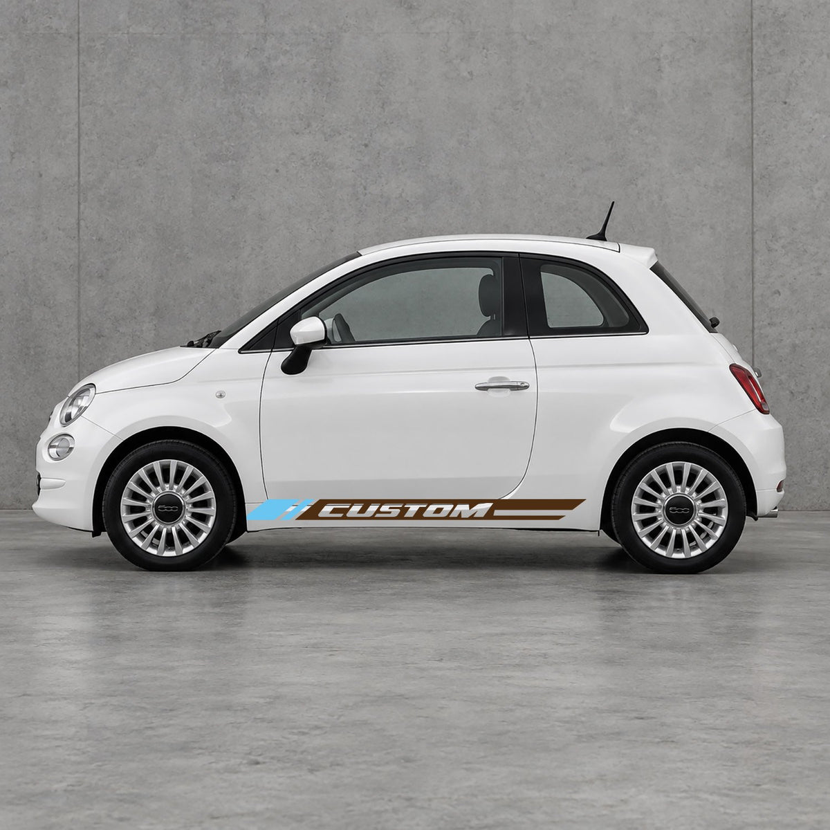 Fiat 500 Custom Lower Side Stripes Kit - Pair Supplied in Brown & Light Blue