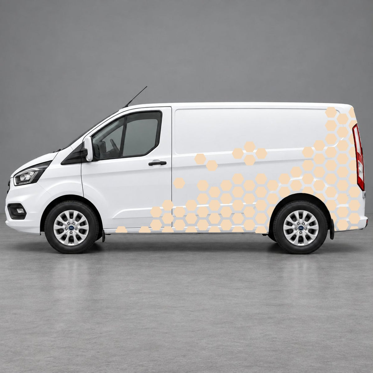 Ford Transit Custom Honeycomb Fade Side Graphics in Beige